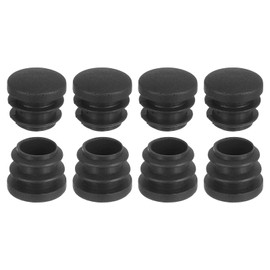 QUARKZMAN Plastic Hole Plugs, Pack of 8 15 x 16 mm Round Pipe Plugs, Tube Plugs, Table Chair Leg Hole Covers for Table, Chair, Legs, Metal Pipes, Fences, Black