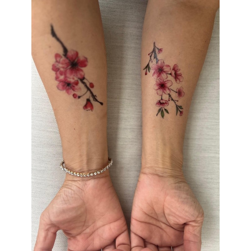 2 Blatt Temporary Blume Tattoo Kirschblüten Tattoo Rose Tattoo HB744X