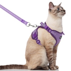 Supet Cat Harness and Leash for Walking Escape Proof, Adjustable Harness for Cats, Easy Control Small Cat Harness for Medium Large Kitten and Dogs Purple S