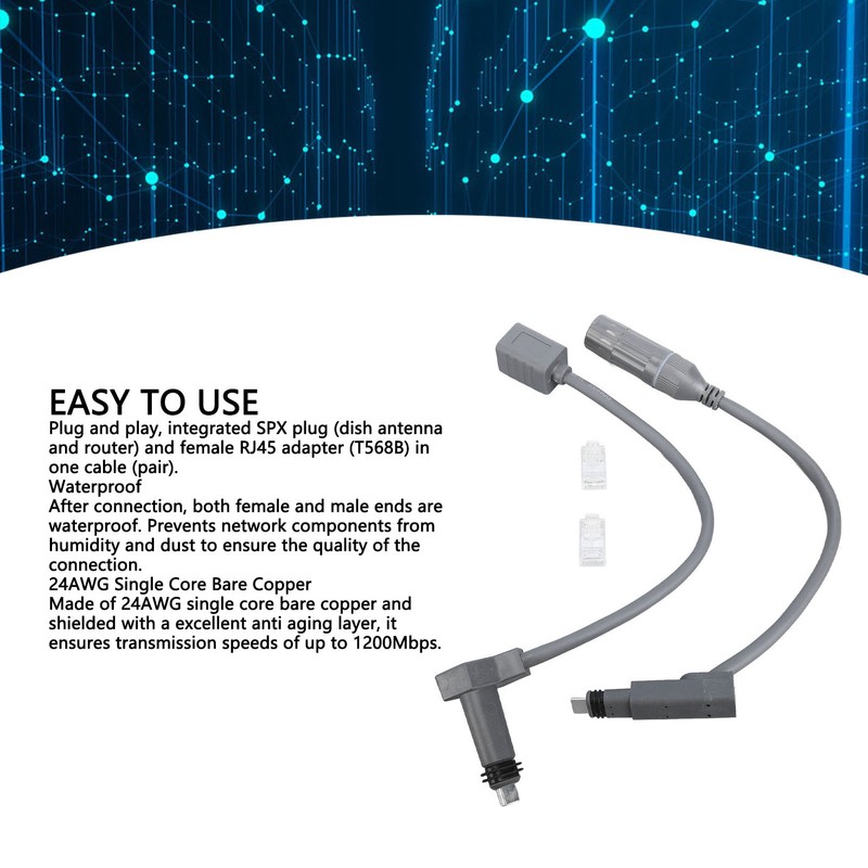 SPX Plug to RJ45 Adapter 1200Mbps Transmission Speed Rectangular Satellite