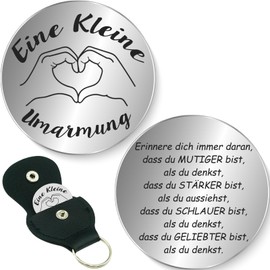 Tixlux Small Hug Lucky Charm, Lucky Charm with Bag, Pocket Hug, Courage Gift, Get Well Soon Gifts, Keyring for Girlfriend, Family, Women, Patient, Heart sign with your hands - silver