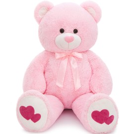 MaoGoLan Giant Pink Teddy Bear Plush 42", "Heart Footprints and Heart Nose, Large Valentines Teddy Bear for Girlfriend, Wife, Lover-Anniversary, Birthday, Long Distance