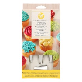 Wilton Cupcake Decorating Set, Piping Bags And Tips Set Steel Icing Tips With Plastic Decorating Bags, Piping Tips Set Icing Bags And Tips Set, 12-Piece