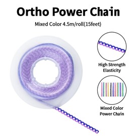 Orthodontic Dental Elastic Chain, YOUYA DENTAL 3 Rolls Color Dental Orthodontic Ultra Rubber Power Chain Elastic Rubber Band for Braces Orthodontic, Continuous, Short Type - 15ft/Roll