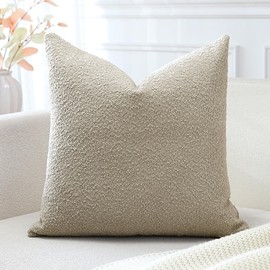 Artscope Pack of 1 Textured Boucle Cushion Covers Square Pillow Cases Cozy Soft Decorative Couch Pillow Covers for Chair Sofa Bedroom Living Room Home Decor 45x45cm, Oatmeal