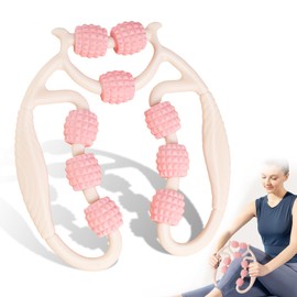 Massage Roller, Leg Muscle Massager, Cellulite Roller, Promotes Blood Circulation, Massage Roller Leg Roller, for Neck, Shoulder, Thigh, Legs and Arm Massage (Pink)