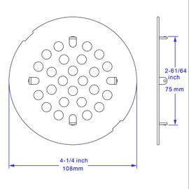 Bropury 4-1/4-Inch Easy-to-Install Snap-in Shower Drain Cover Floor Drain Replacement Cover Stainless Steel (Brushed Gold)