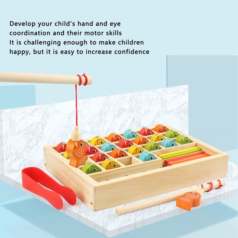 Wooden Magnetic Fishing Game Safe Letters Cognition Preschool Gift for