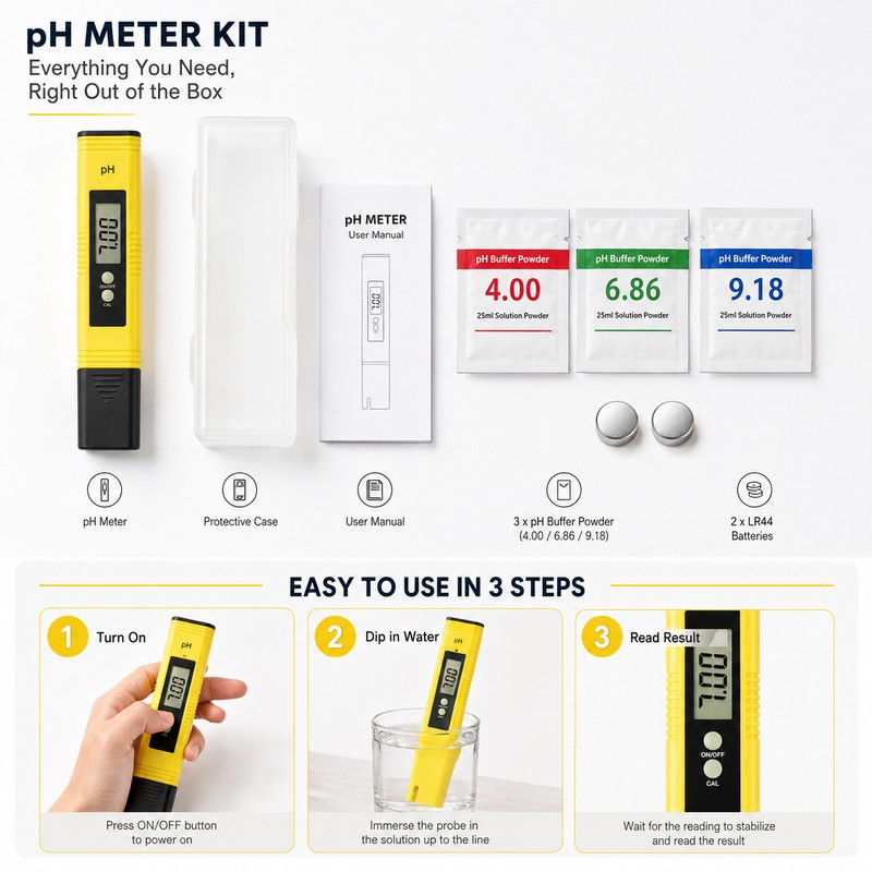 Digital pH Meter for Water Testing – 0.01 Resolution Tester