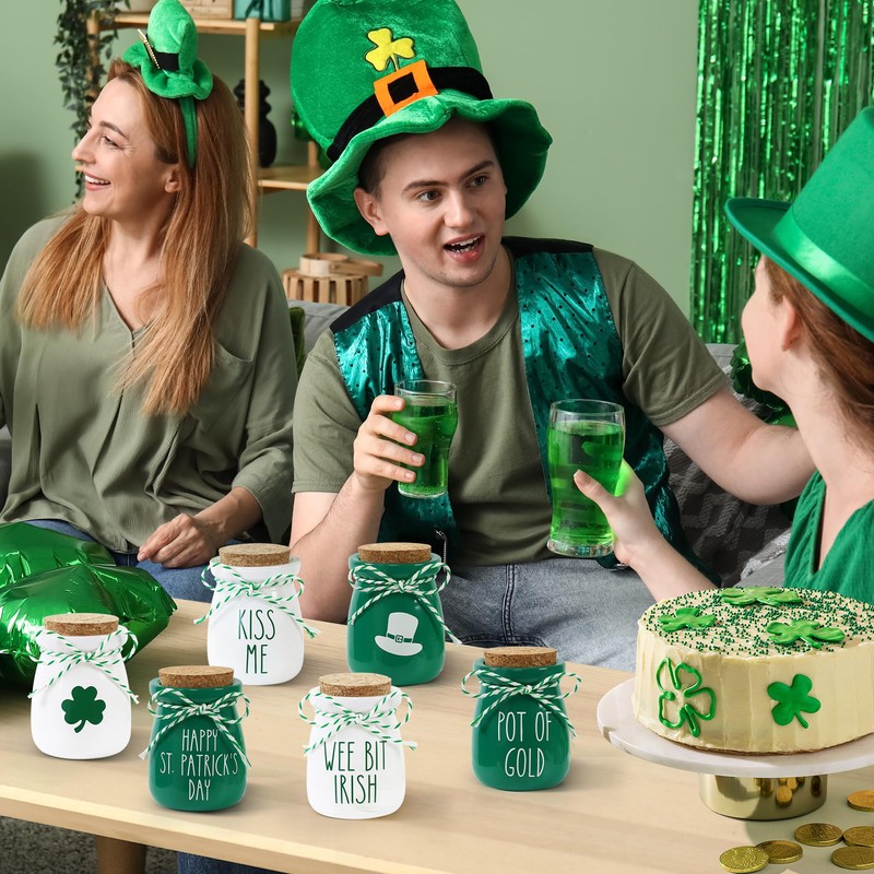 6 Pcs St. Patrick's Day Decorations Mason Jars, Saint Patricks