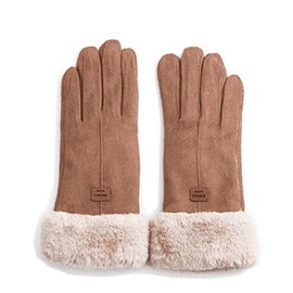 V Vincenza Windproof Sherpa Lined Winter Hand Gloves for Women - Warm and Stylist Winter Gloves For Cold Weather (Brown)