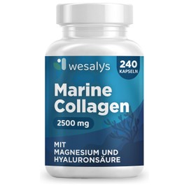 Collagen Capsules - 2500 mg Marine Collagen Hyaluronic Acid Complex, 240 Capsules High Dose, Enriched with Biotin, Coenzyme Q10, Zinc, Vitamin C, Vitamin A, Magnesium - Laboratory Tested Marine Collagen