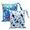 Asenappy 2pcs Cloth Diaper Wet Dry Bags Waterproof Reusable with