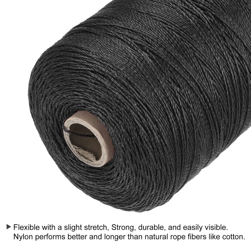 sourcing map Twisted Mason Line Nylon Twine String Cord Black