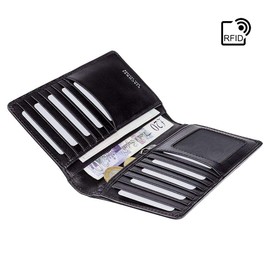 Visconti High End Veg Tanned Leather Tuscany Breast Pocket Long Wallet Cash Card ID Holder RFID Anti Theft TSC45 (Black)