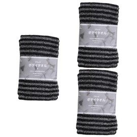 Baluue 3piezas Toalla De Baño Exfoliante Para Cuerpo Herramienta De Limpieza Para Espalda Baños Diarios Color Negro