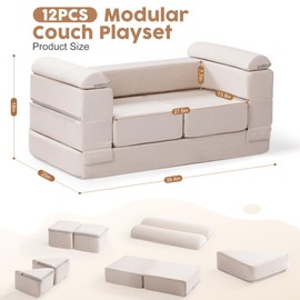 ROBOTIME Nugget Couch for Kids, Modular Kids Play Couch with Removable Washable Covers, Versatile Toddler Sofa for Playroom Forts, Lounging & Creative Play (3+ Years)