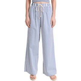 DONNI. Women's Pop Pants, Navy Stripe, L