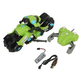 1:10 Scale Remote Control Motorcycle Toy High Speed RC Stunt Motorcycle with Riding Figure Green