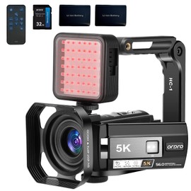 ORDRO 5K Video Camera Camcorder WiFi Night Vision Vlogging Camera for YouTube, 4K 56MP 18X Digital Zoom Video Camera Recorder with External IR Light, Remote Control, 32G Card & 2 Batteries