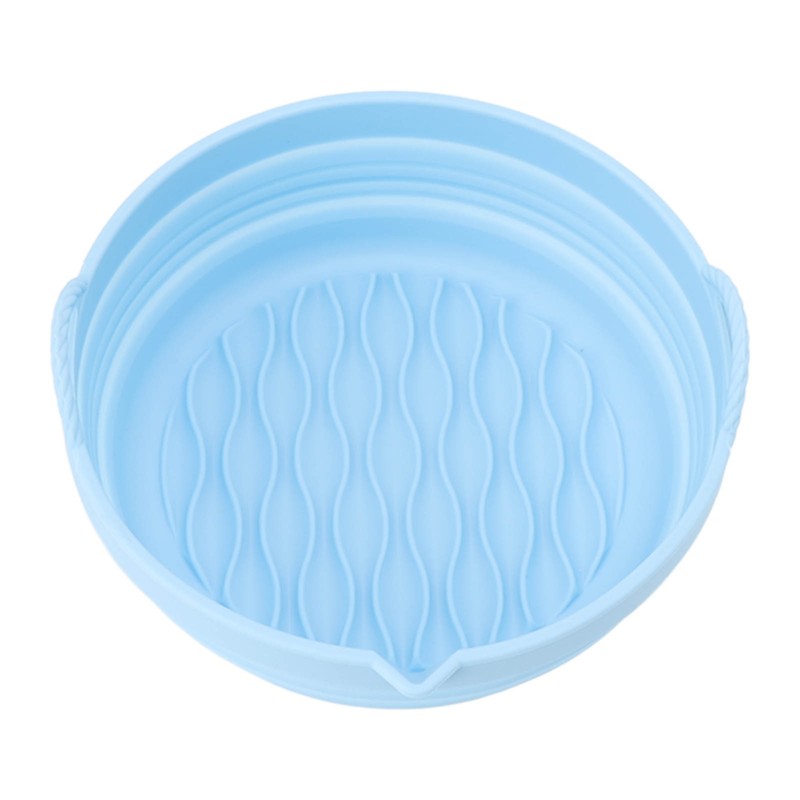 Silicone Air Cooker Pot Round Folded Blue Fryer Liner Tray