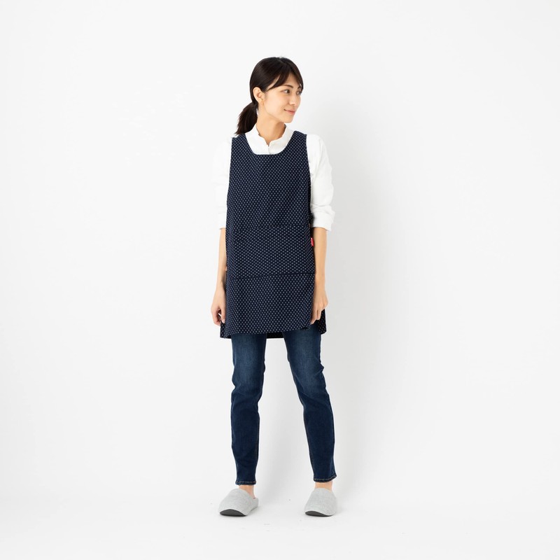 Watanosato Kurume Woven Double Pocket Apron, Navy Blue