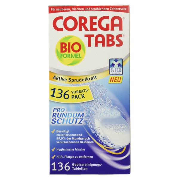 Corega Tabs mit Bioformel, 136 Stück
