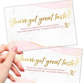T MARIE 50 Large Gold Foil 4x6 Thank You Postcards Small Business Supplies for Boutique Shops - Gold and Pink Thank You For Your Order and Thanks For Supporting My Small Business Cards