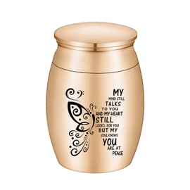 1.57 Inches Small Keepsake Urn for Human Ashes Butterfly Mini Urn Stainless Steel Ashes Holder Small Ash Urn