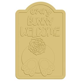 3D Every Bunny Welcome Unfinished Wood Cutout Spring Bunny Door Hanger MDF Shape Canvas Style 1 Art 1 (18")