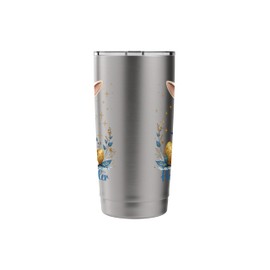 Happy Easter Floral Bunny Blue Ribbon Stainless Steel Insulated Tumbler