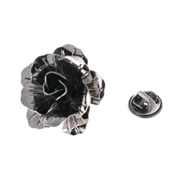 Elegant Rose Floral Lapel Pin Brooch for Men & Women - Vintage Gold Silver Tone Flower Corsage Accessory for Suit, Tuxedo, Wedding, Prom-Black