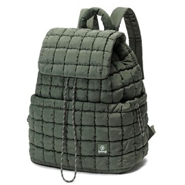 DOYOGI Quilted Backpack for Women, Lightweight Travel Gym Bag, Hiker Pack Drawstring Padding Backpacks, Puffer Travel Bag for Casual Daypack(Green)