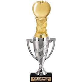 Crown Awards Apple Trophy, 14" Silver Cup Teachers Apple Trophies with Free Personalization, 5 Pack Prime