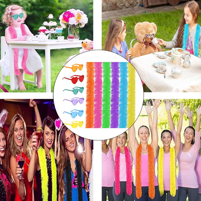 SSKHE Set di 12 Boas in piume colorate con aletta