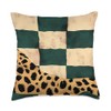 Green Vintage Checkered Cheetah Print Kiss Pattern Throw Pillow