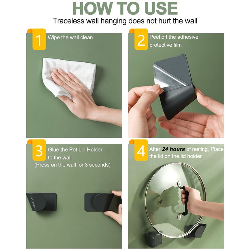 Tendiren Pot Lid Organizer, 6 Pairs of Adjustable Wall Mount