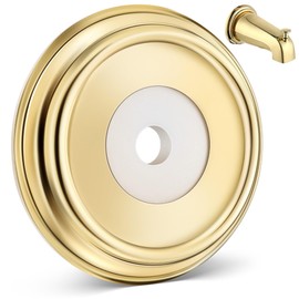 Dreyoo Metal Tub Spout Cover Ring, Bathtub Spout Trim Plate Ring with 1 Pcs Foam Gasket, 1-1/2 Inch ID and 3-5/8 Inch OD(Polished Brass)