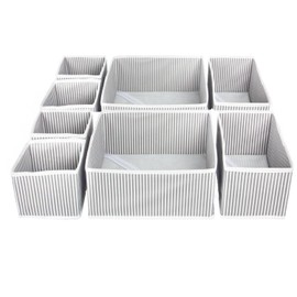 8 Pack Organizers, Drawer Dividers Storage Bins, Foldable Drawer for Clothing, Cloth Clothes Organizer for Underwear,Baby Clothing,Socks,Bra,Towels,Ties (White 8 Pcs)