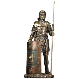 14.38" Roman Soldier with Javelin and Shield Cold Cast Bronze Figurine