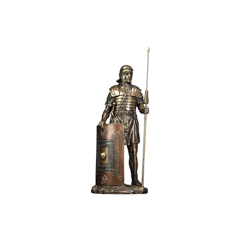14.38" Roman Soldier with Javelin and Shield Cold Cast Bronze