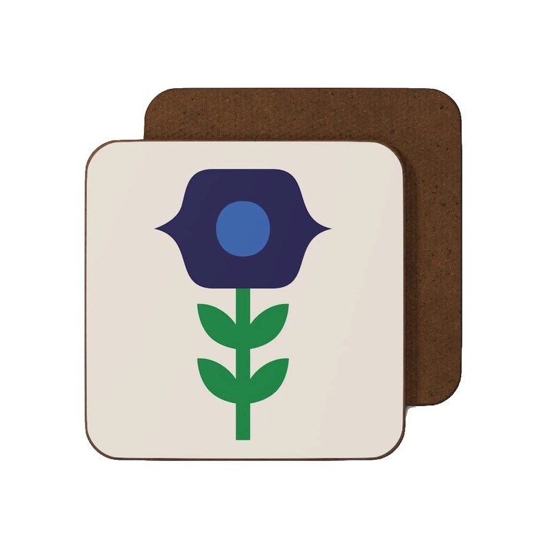4 Coaster Set 60s 70s Retro Flowers