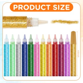 Saypacck 72 Pcs Glitter Glue Pens Bulk 12 Colors Crafts Glitter Glue Rainbow Glue Stick for Crafts Glitter Pens for DIY Arts and Crafts