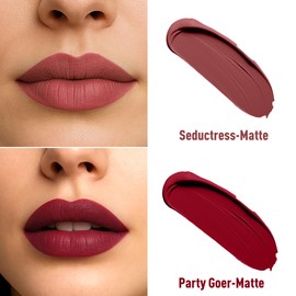 FV Liquid Matte Lipstick, Long Lasting & Waterproof, Highly Pigmented, Vegan, No Transfer, Seductress + Party Goer