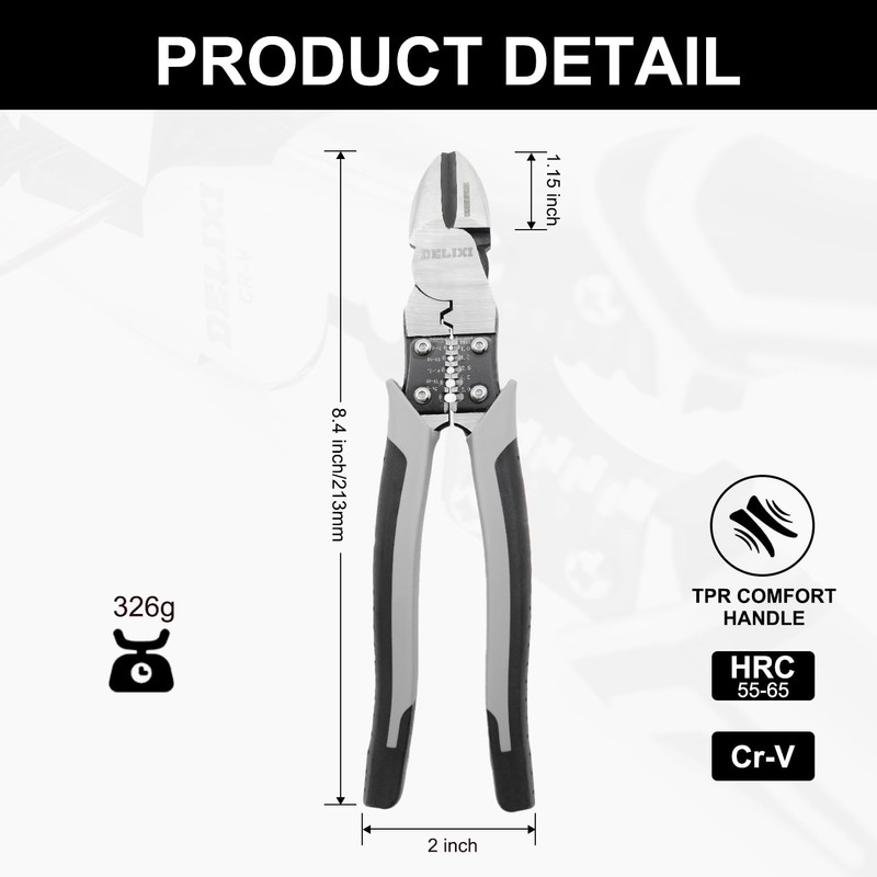 DELIXI Multi-Function Diagonal Cutting Pliers with Sharp Blades, Combination Pliers