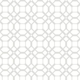 Manhattan comfort NWBW28723 Sandwell Sand Well Series Vinyl Octagon Design Large Wallpaper Roll, 20.5" W x 32.7'L, Gray, Grey/White