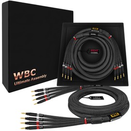 WORLDS BEST CABLES 3 Foot Ultimate - 12 AWG - Ultra-Pure OFC - Premium Audiophile HiFi Bi-Amp Speaker Cable Pair with Eminence Gold Banana Plugs & Carbon Tweed Jacket