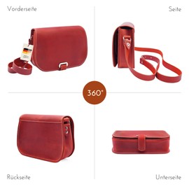 Thielemann rote Damen Handtasche Marseille Made in Germany, Umhängetasche aus Leder, Abendtasche, Echtleder Tasche zum Umhängen, Crossbody Bag, Ledertasche zum Ausgehen, Schultertasche