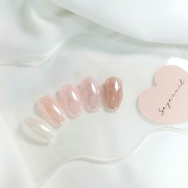 Glazed Donut Pearl Wedding Nail Tips - Stiletto / 글레이즈드도넛진주펄웨딩 네일팁 - 스틸레토