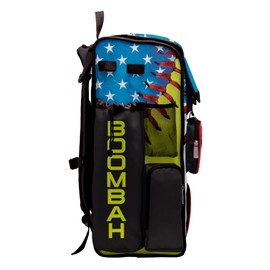 Boombah Superpack Bat Bag - Backpack Version (no wheels) - Holds 4 Bats - USA Softball Classic Optic Yellow/Royal Blue/Red